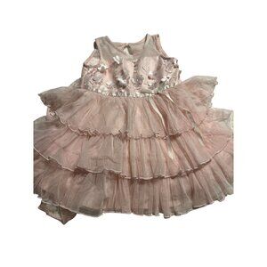 Jona Michelle Pink Floral Ruffled Tulle Layered Skirt Dress Girls Size 2T Excell